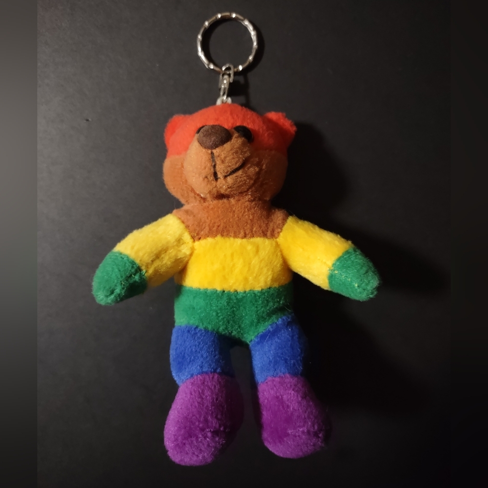 Creature Comforts Plush Rainbow Teddy Bear Keychain